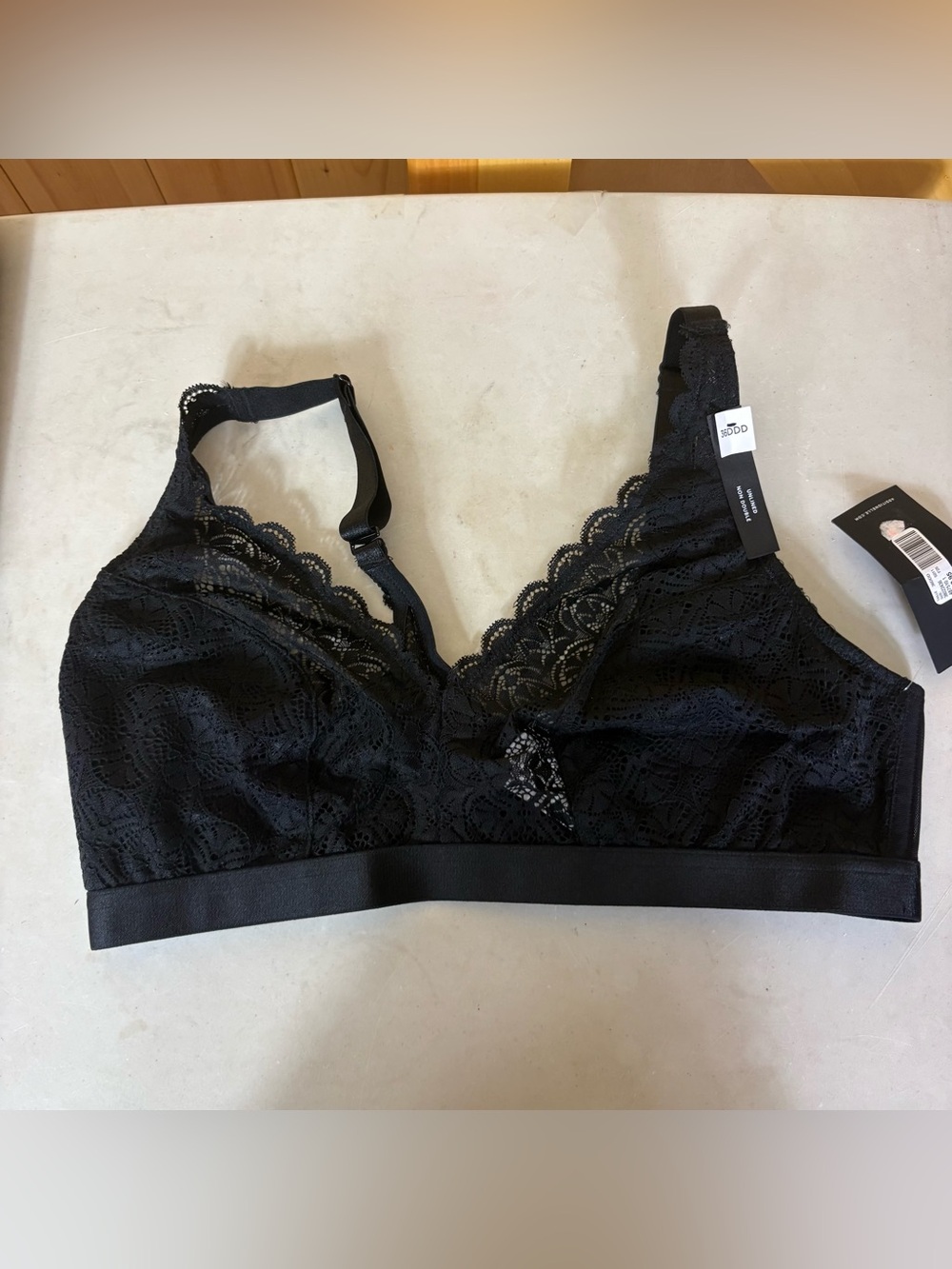 Deesse Addition Elle Black Lace Bralette 36DDD Sheer Wireless  Coquette Plus